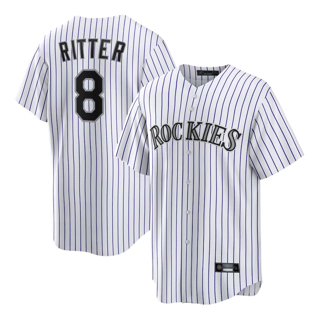 Trusc C.Rockies #8 Ryan Ritter Player White Game Home Stitched Jerseys