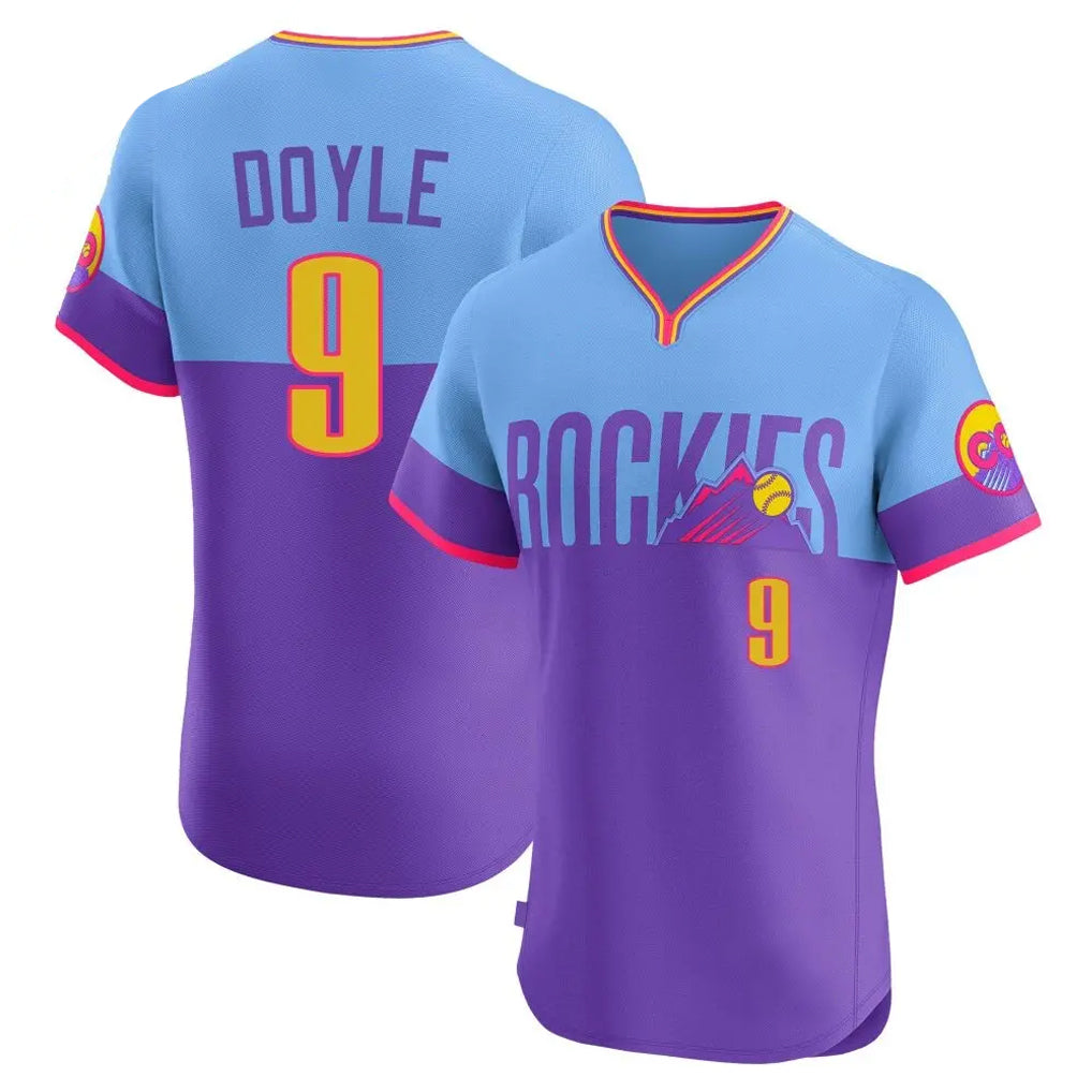 Trusc C.Rockies #9 Brenton Doyle Player Purple-Light Blue City Connect Limited Elite Home T-shirt Stitched Jerseys