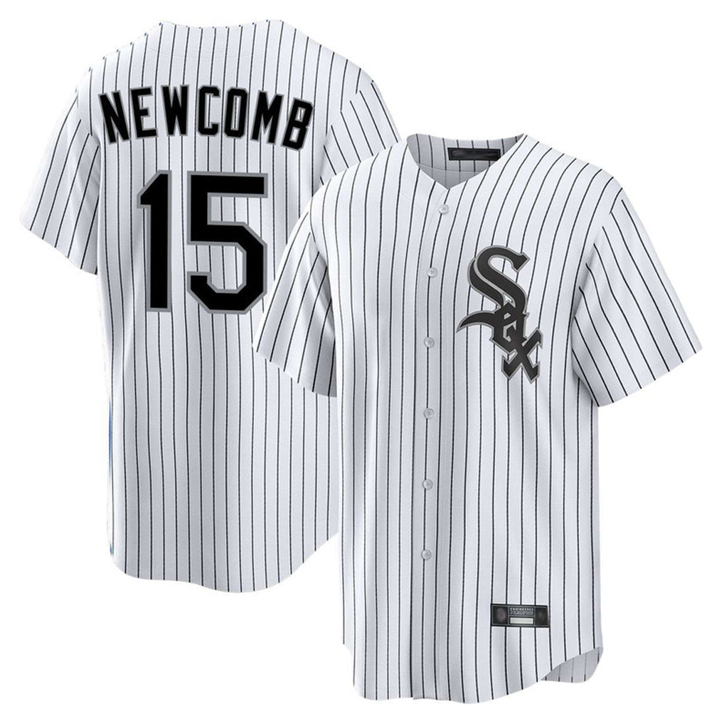 Trusc C.White Sox #15 Sean Newcomb Player White Stripe Home Game Stitched Jerseys