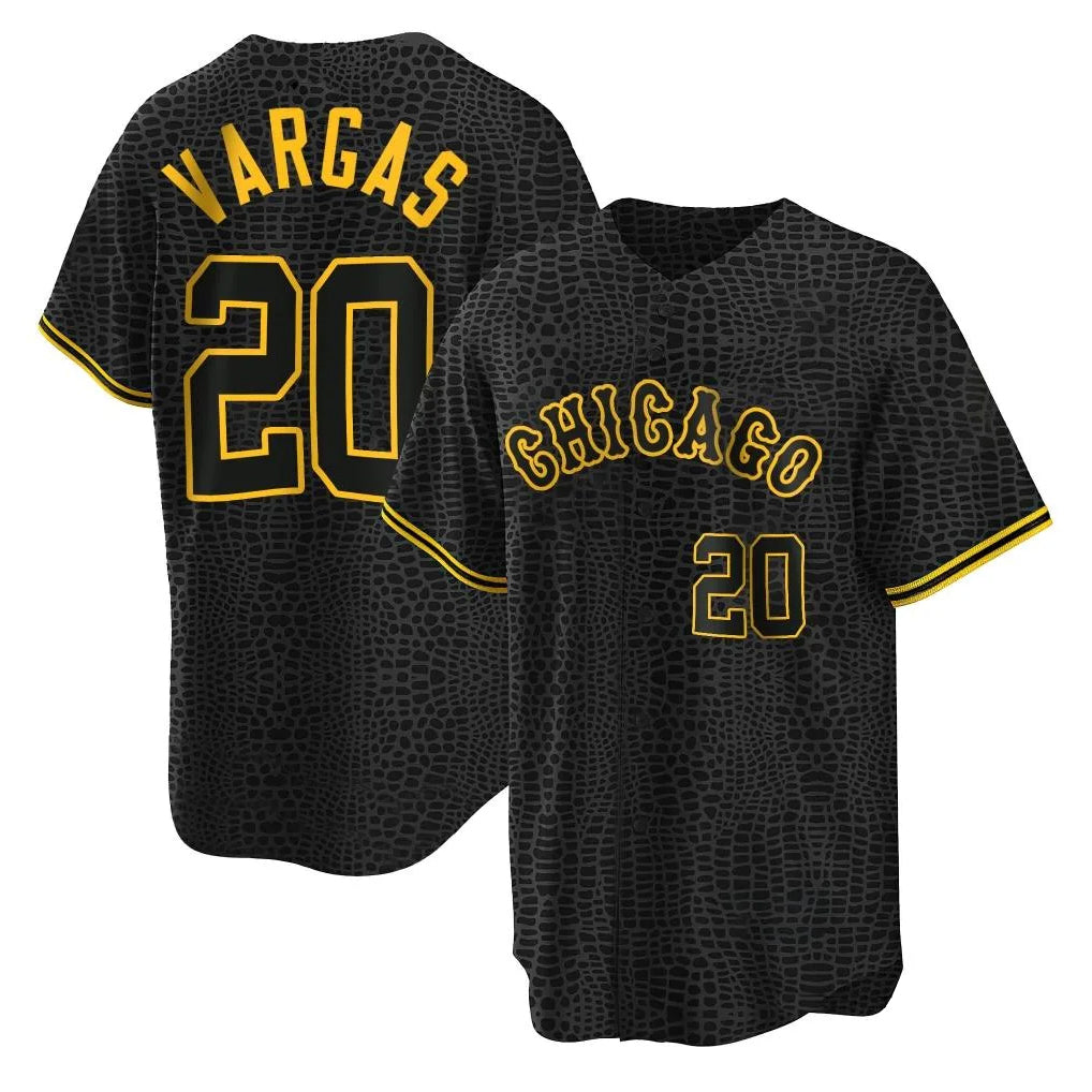 Trusc C.White Sox #20 Miguel Vargas Player Black Snake Skin City Home Game Stitched Jerseys
