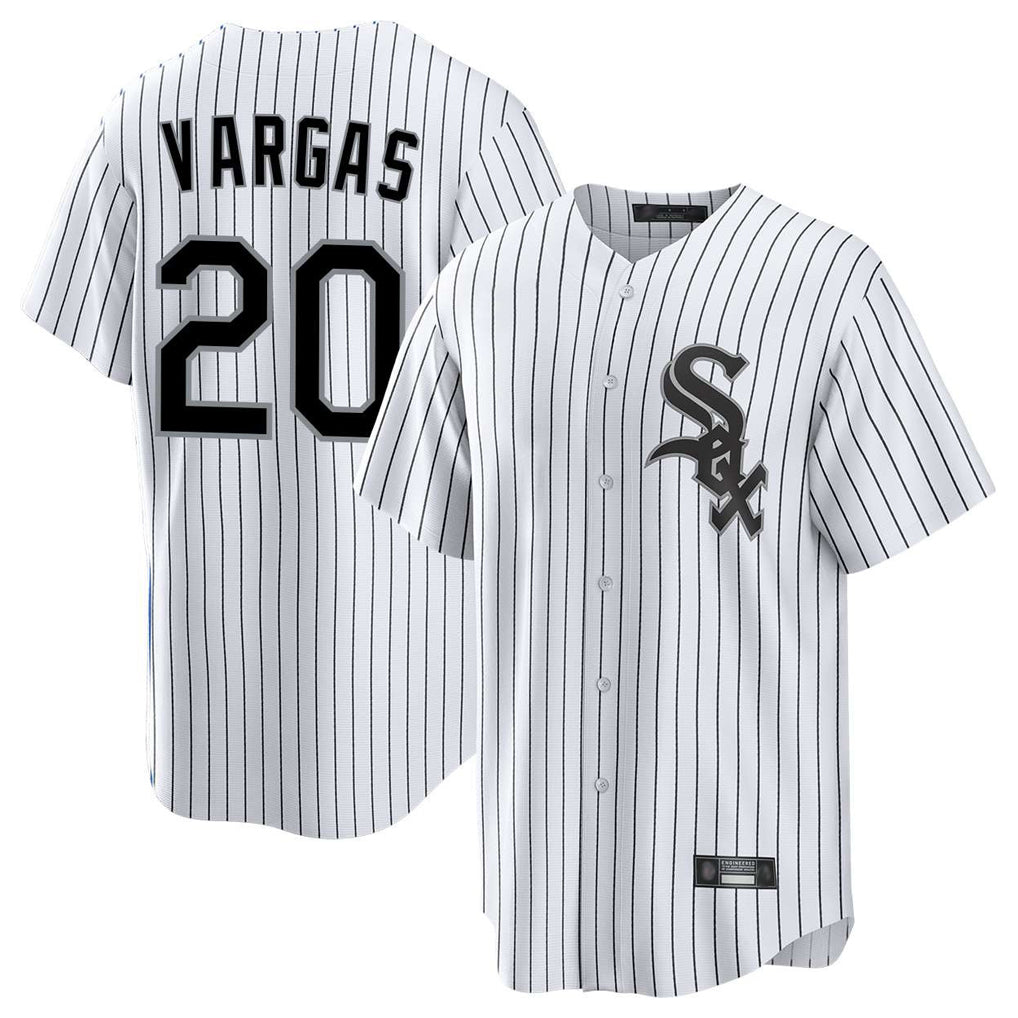 Trusc C.White Sox #20 Miguel Vargas Player White Stripe Home Game Stitched Jerseys