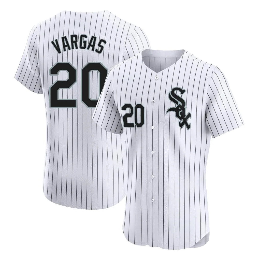 Trusc C.White Sox #20 Miguel Vargas Player White Stripe Limited Elite Home Stitched Jerseys