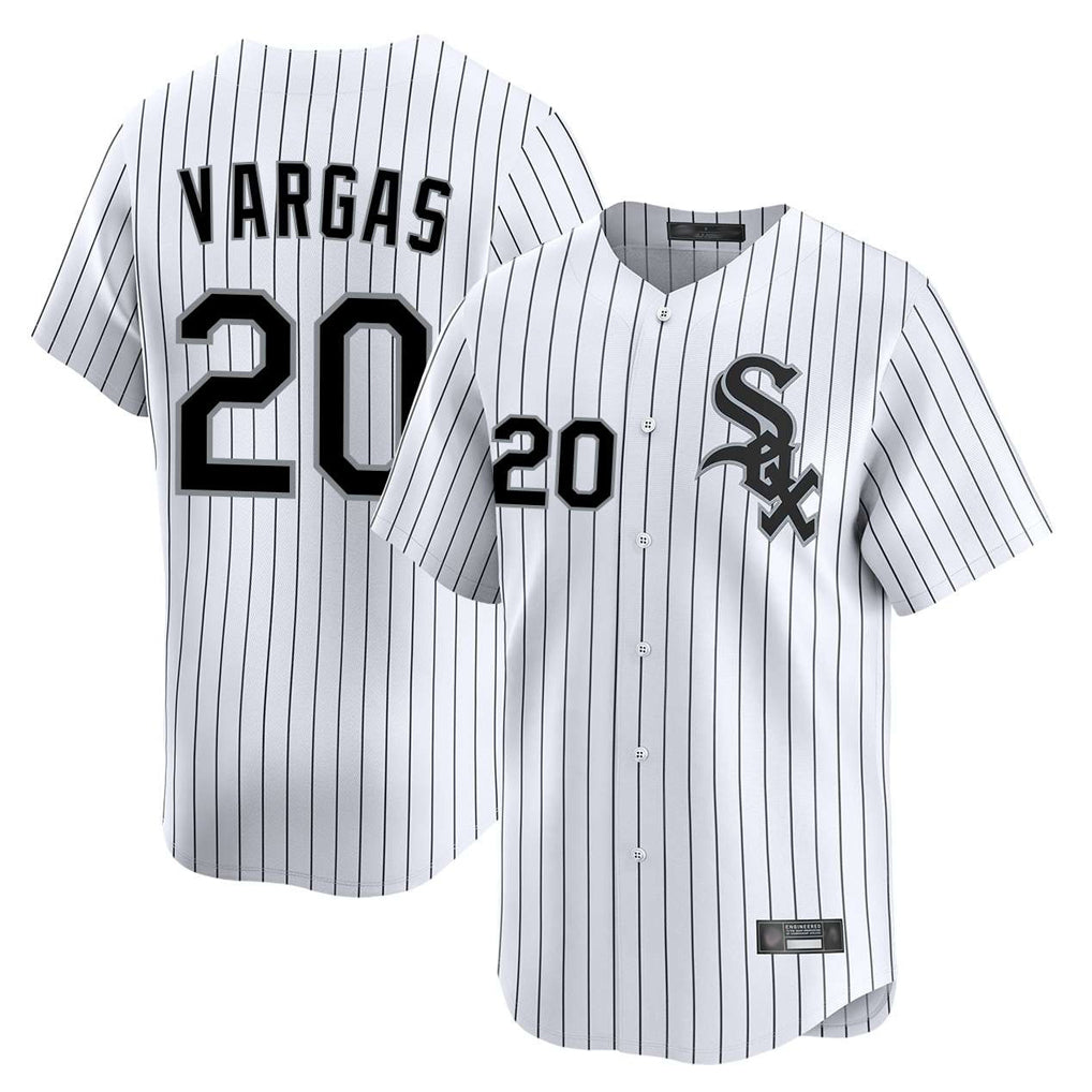 Trusc C.White Sox #20 Miguel Vargas Player White Stripe Limited Home Stitched Jerseys