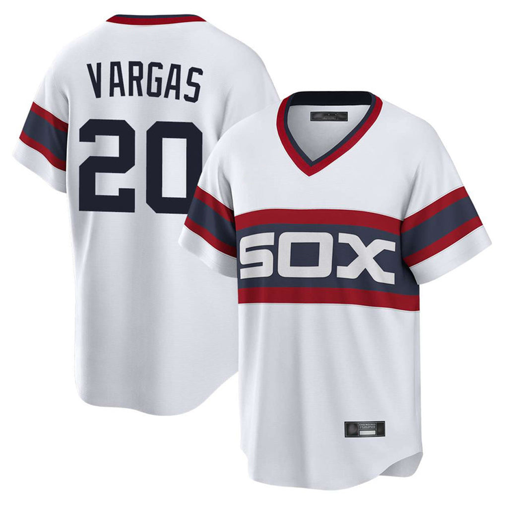Trusc C.White Sox #20 Miguel Vargas Player White T-shirt Home Game Stitched Jerseys