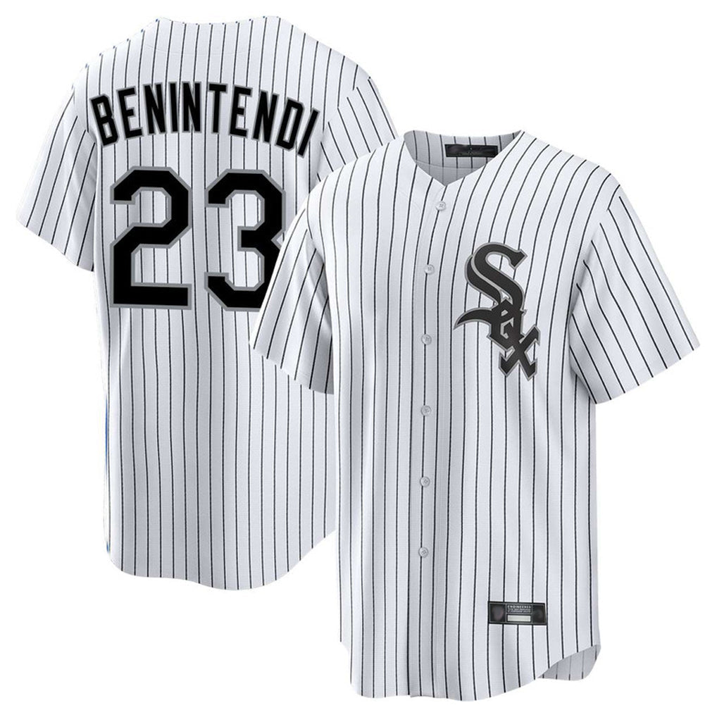Trusc C.White Sox #23 Andrew Benintendi Player White Stripe Home Game Stitched Jerseys