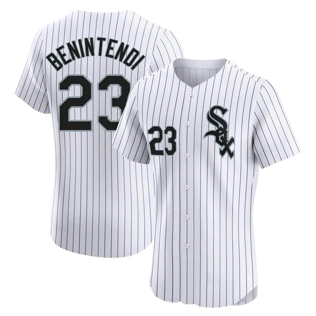 Trusc C.White Sox #23 Andrew Benintendi Player White Stripe Limited Elite Home Stitched Jerseys