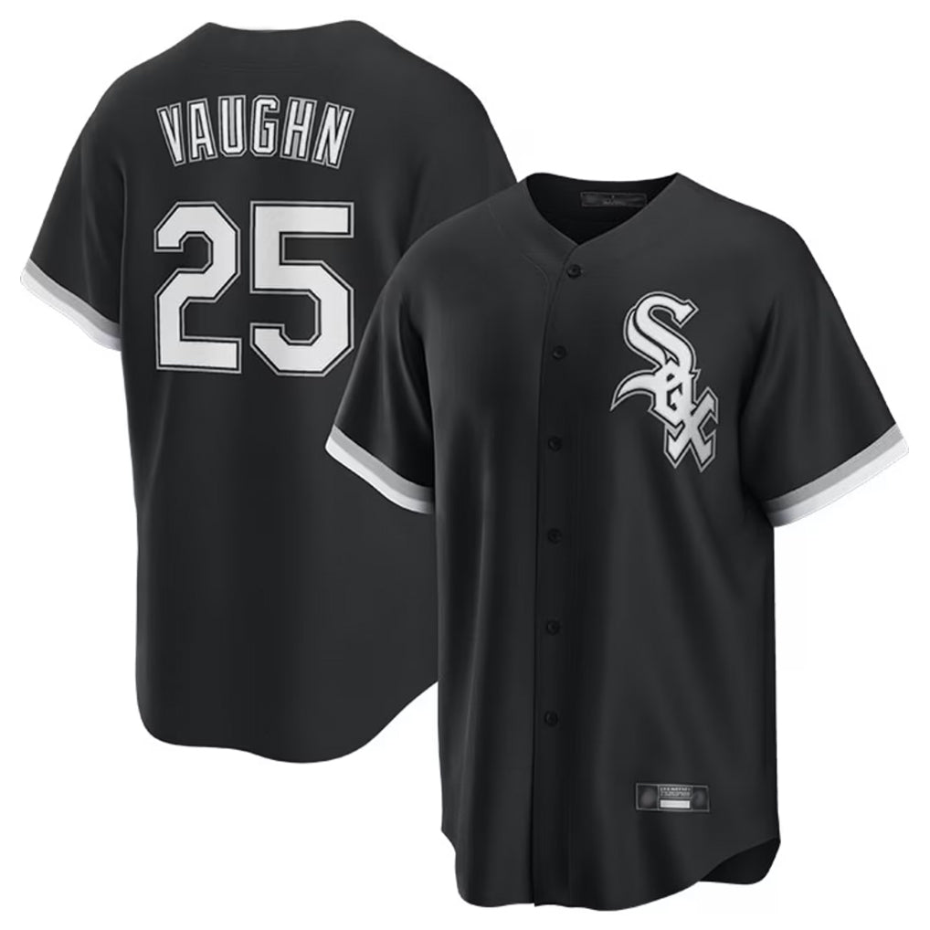 Trusc C.White Sox #25 Andrew Vaughn Player Black Home Game Stitched Jerseys