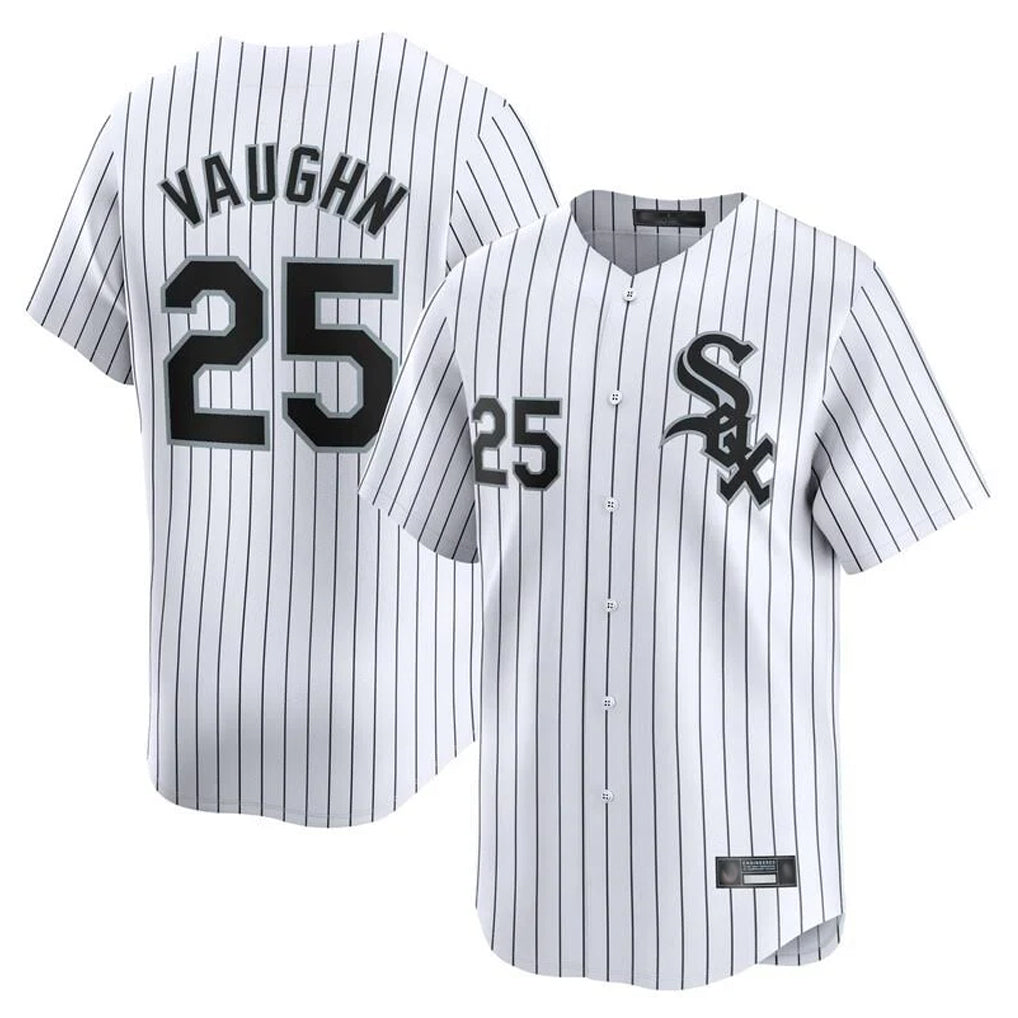 Trusc C.White Sox #25 Andrew Vaughn Player White Stripe Limited Home Stitched Jersey