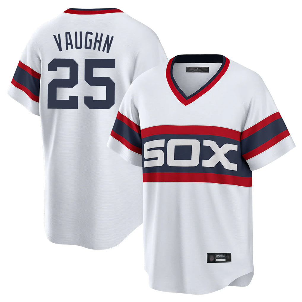 Trusc C.White Sox #25 Andrew Vaughn Player White Stripe Limited Home Stitched Jerseys
