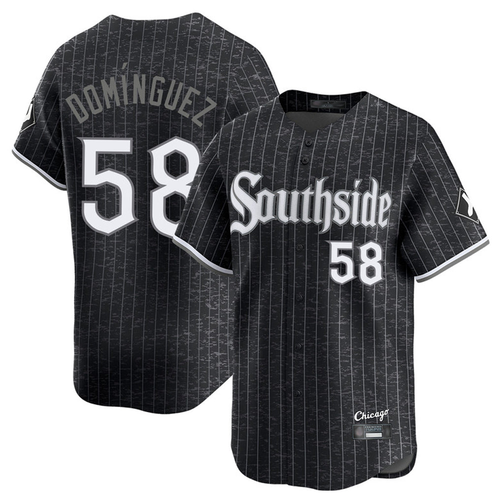 Trusc C.White Sox #58 Seranthony Dom¡§anguez Player Black City Connect Limited Home Stitched Jerseys