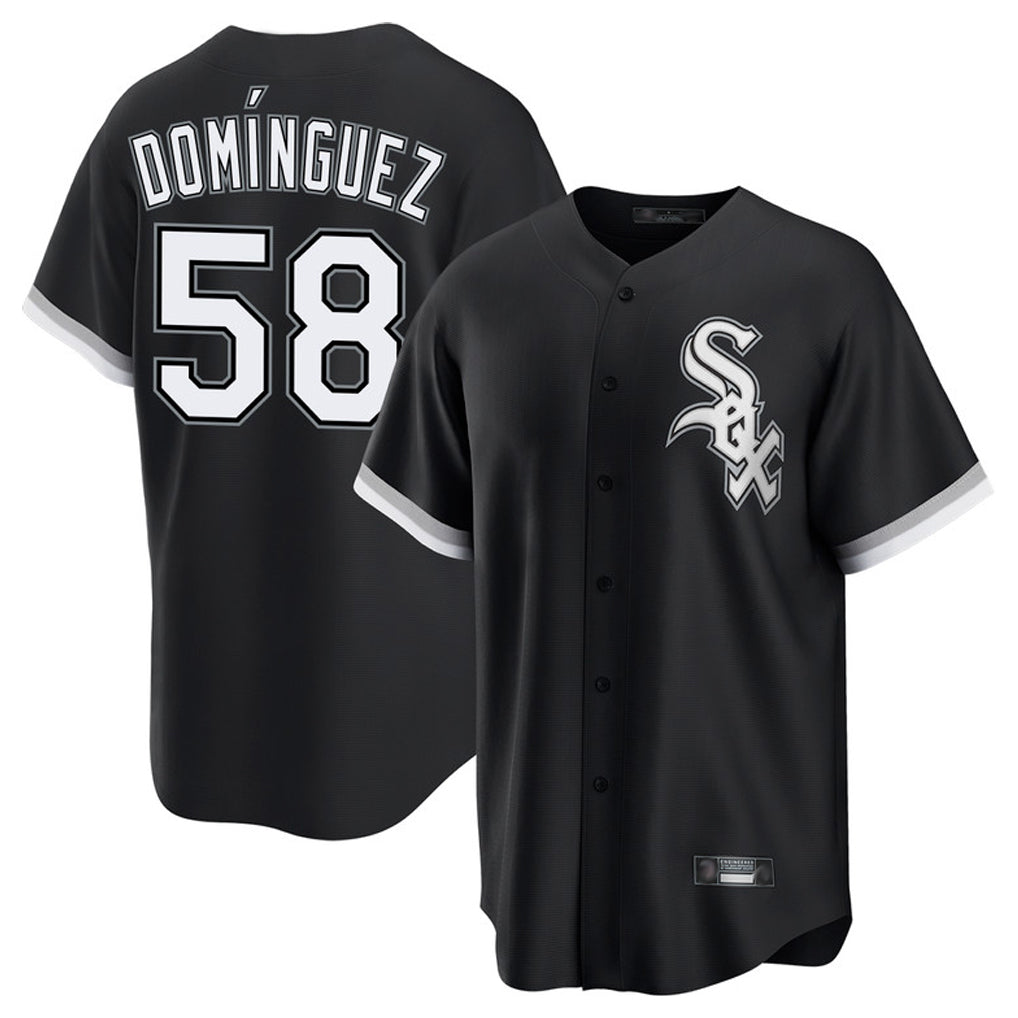 Trusc C.White Sox #58 Seranthony Dom¡§anguez Player Black Home Game Stitched Jerseys