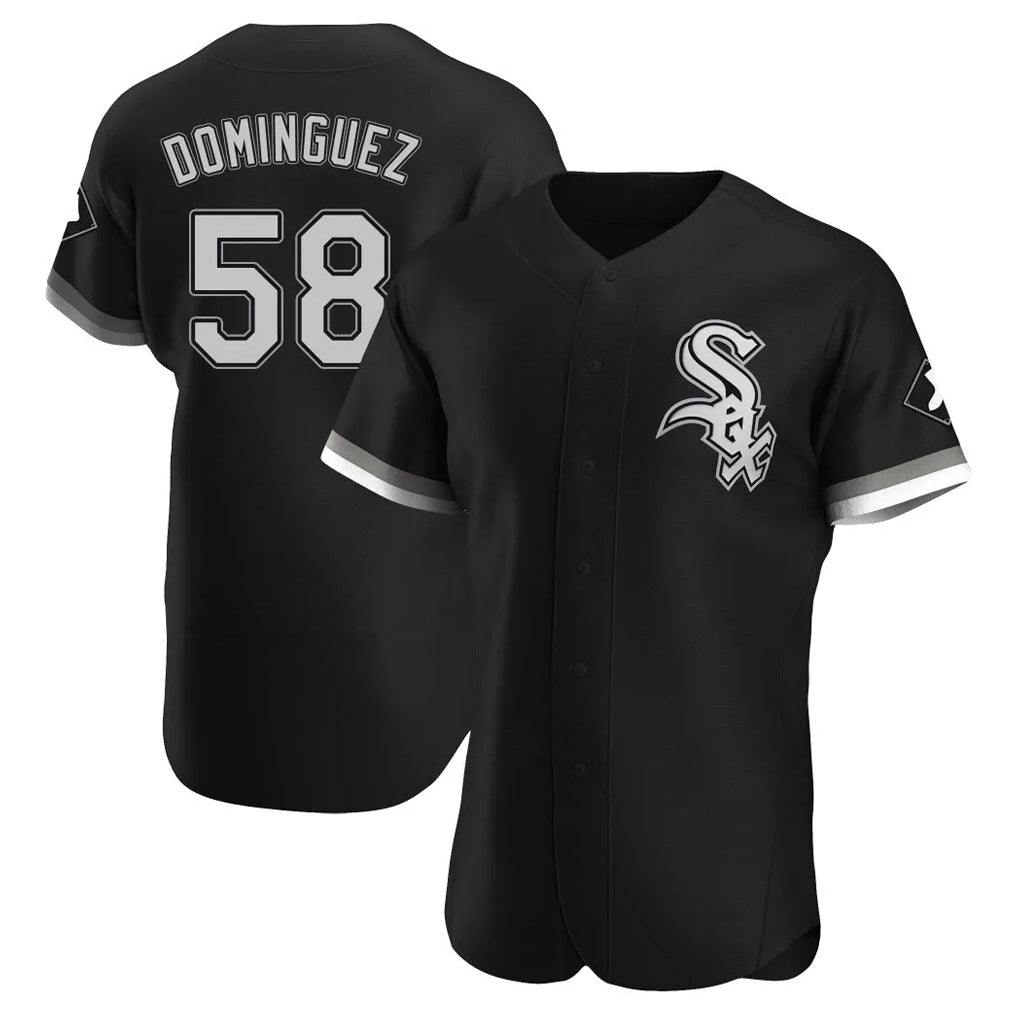 Trusc C.White Sox #58 Seranthony Dom¡§anguez Player Black Limited Elite Home Stitched Jerseys