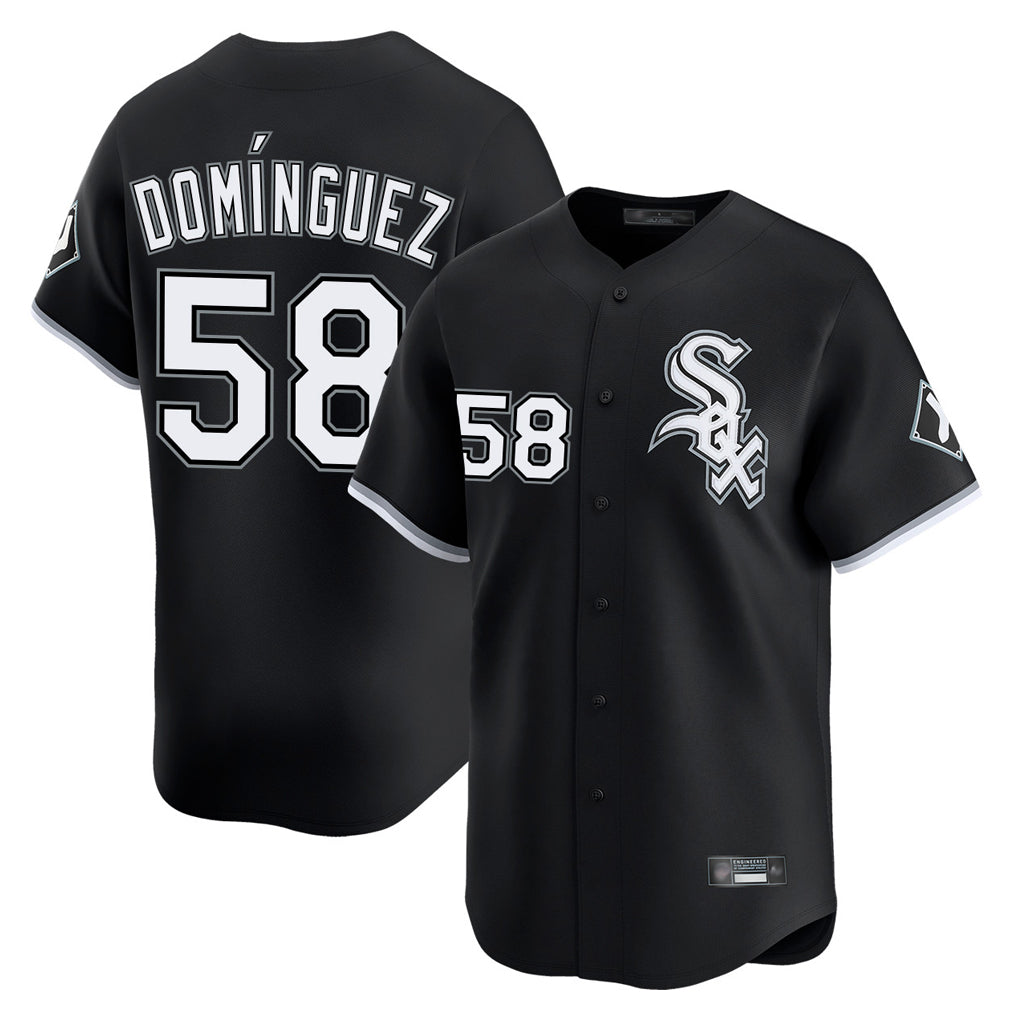 Trusc C.White Sox #58 Seranthony Dom¡§anguez Player Black Limited Home Stitched Jerseys