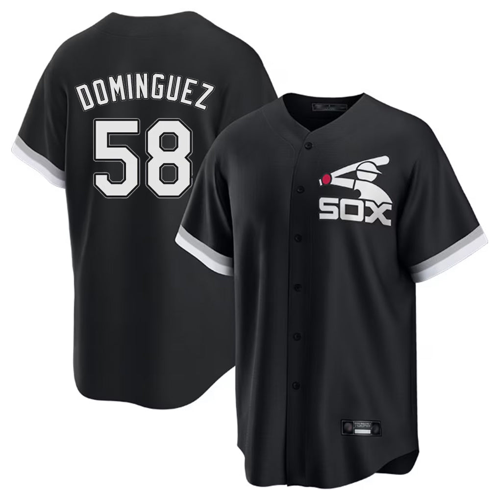 Trusc C.White Sox #58 Seranthony Dom¡§anguez Player Black Spring Training Game Stitched Jerseys