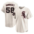 Trusc C.White Sox #58 Seranthony Dom¡§anguez Player Cream Cooperstown Collection Limited Home Stitched Jerseys