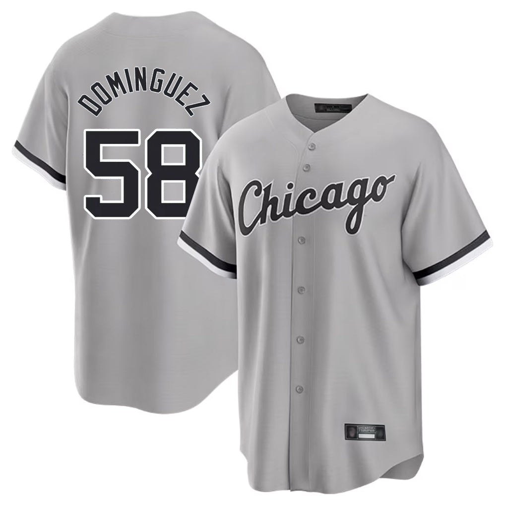 Trusc C.White Sox #58 Seranthony Dom¡§anguez Player Gray Home Game Stitched Jerseys