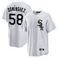 Trusc C.White Sox #58 Seranthony Dom¡§anguez Player White Stripe Home Game Stitched Jerseys