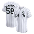 Trusc C.White Sox #58 Seranthony Dom¡§anguez Player White Stripe Limited Elite Home Stitched Jerseys