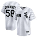 Trusc C.White Sox #58 Seranthony Dom¡§anguez Player White Stripe Limited Home Stitched Jerseys