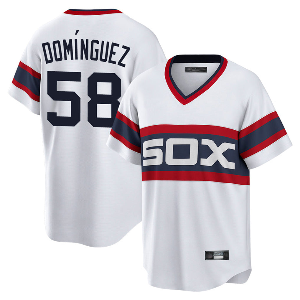 Trusc C.White Sox #58 Seranthony Dom¡§anguez Player White T-shirt Home Game Stitched Jerseys