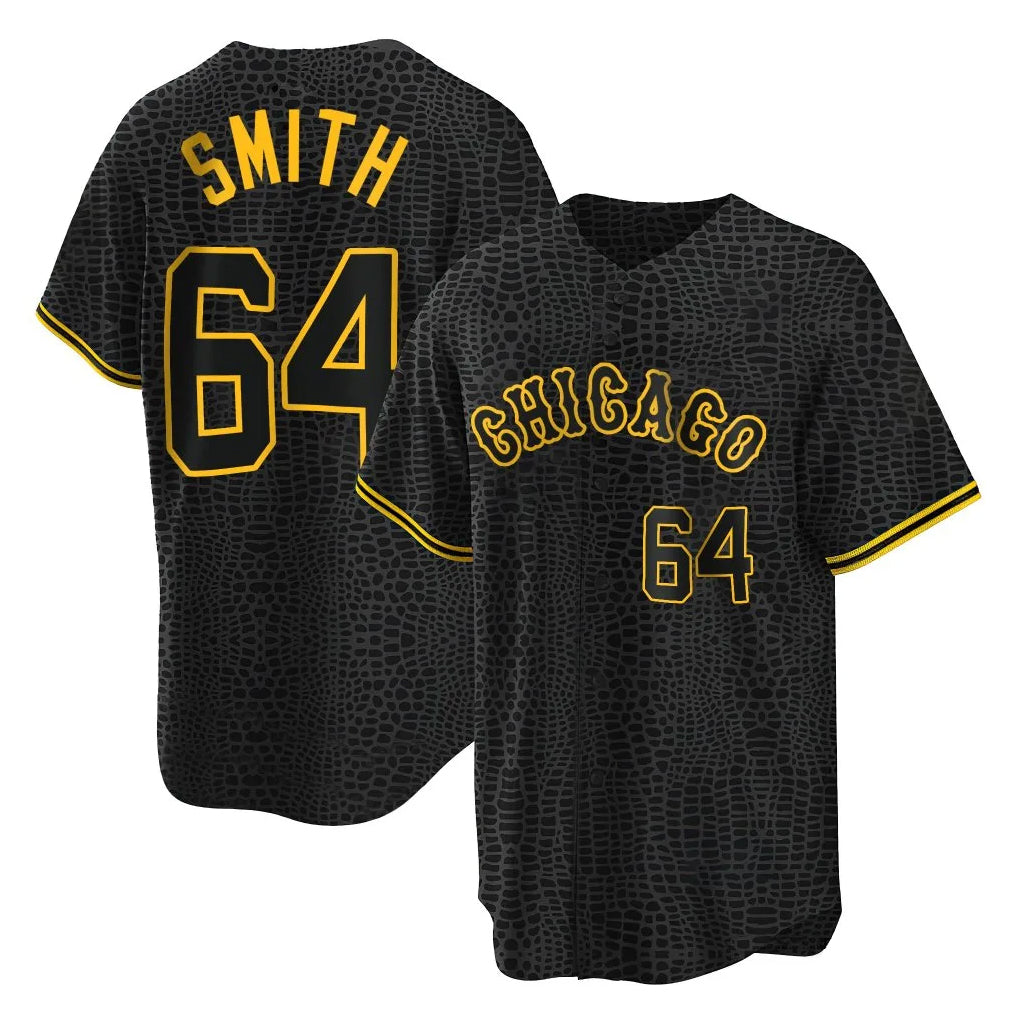 Trusc C.White Sox #64 Shane Smith Player Black Snake Skin City Home Game Stitched Jerseys