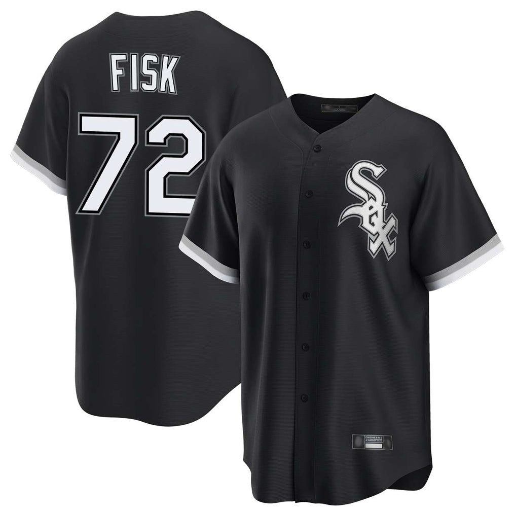 Trusc C.White Sox #72 Carlton Fisk Player Black Home Game Stitched Jerseys
