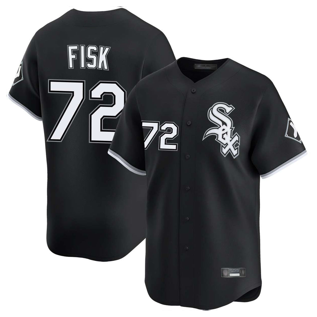 Trusc C.White Sox #72 Carlton Fisk Player Black Limited Home Stitched Jerseys