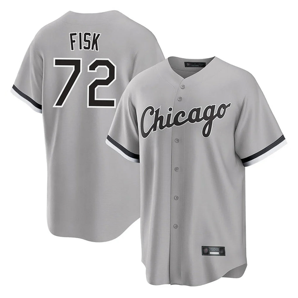 Trusc C.White Sox #72 Carlton Fisk Player Gray Home Game Stitched Jerseys
