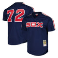 Trusc C.White Sox #72 Carlton Fisk Player Navy Mitchell & Ness Cooperstown Collection Mesh Game Stitched Jerseys
