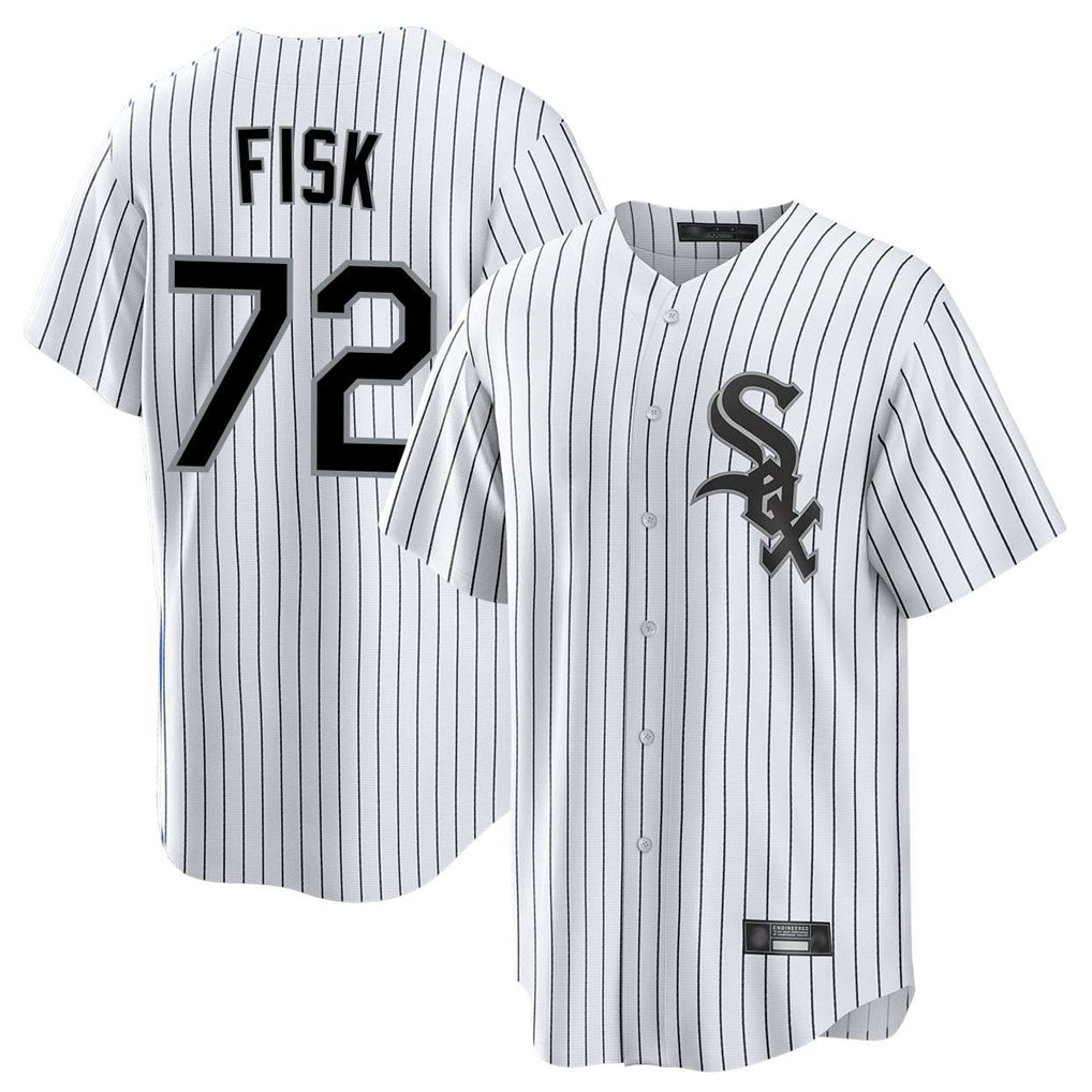 Trusc C.White Sox #72 Carlton Fisk Player White Stripe Home Game Stitched Jerseys