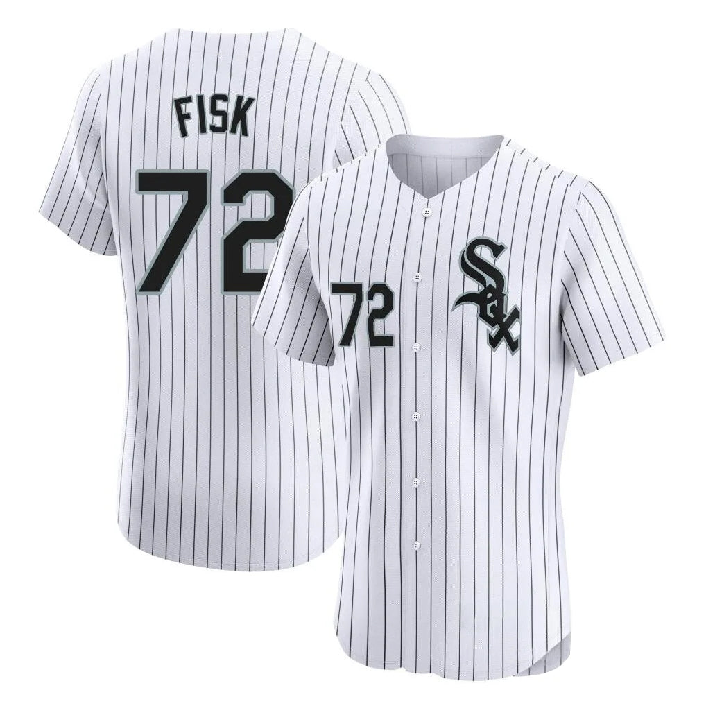Trusc C.White Sox #72 Carlton Fisk Player White Stripe Limited Elite Home Stitched Jerseys