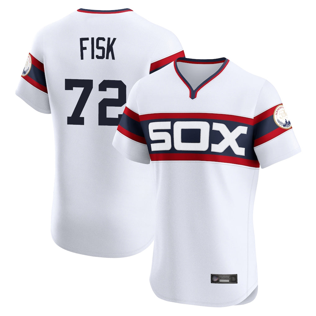 Trusc C.White Sox #72 Carlton Fisk Player White T-shirt Limited Elite Home Stitched Jerseys