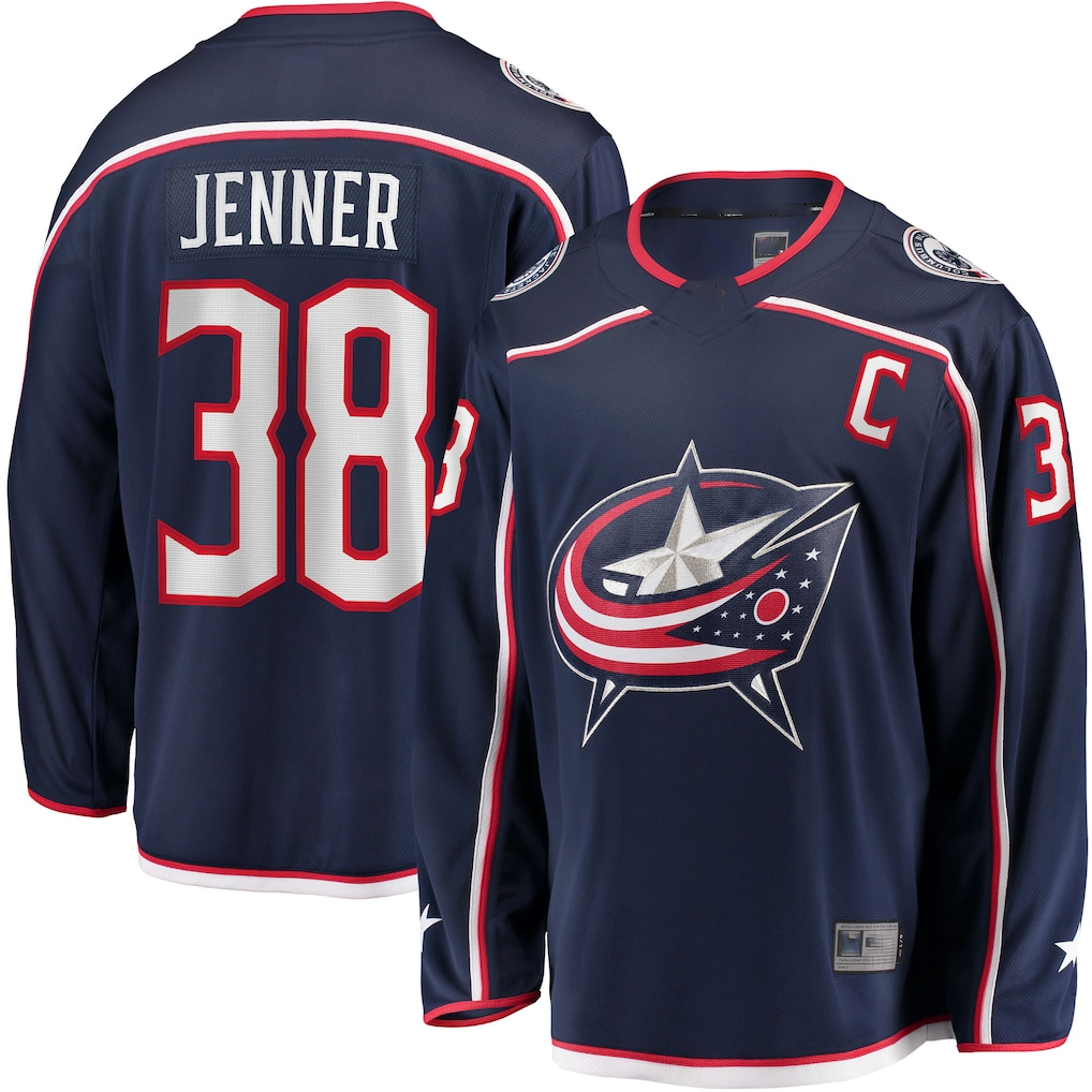 Trusc CB.Jackets #34 Cole Sillinger Navy Home Breakaway Player Jersey