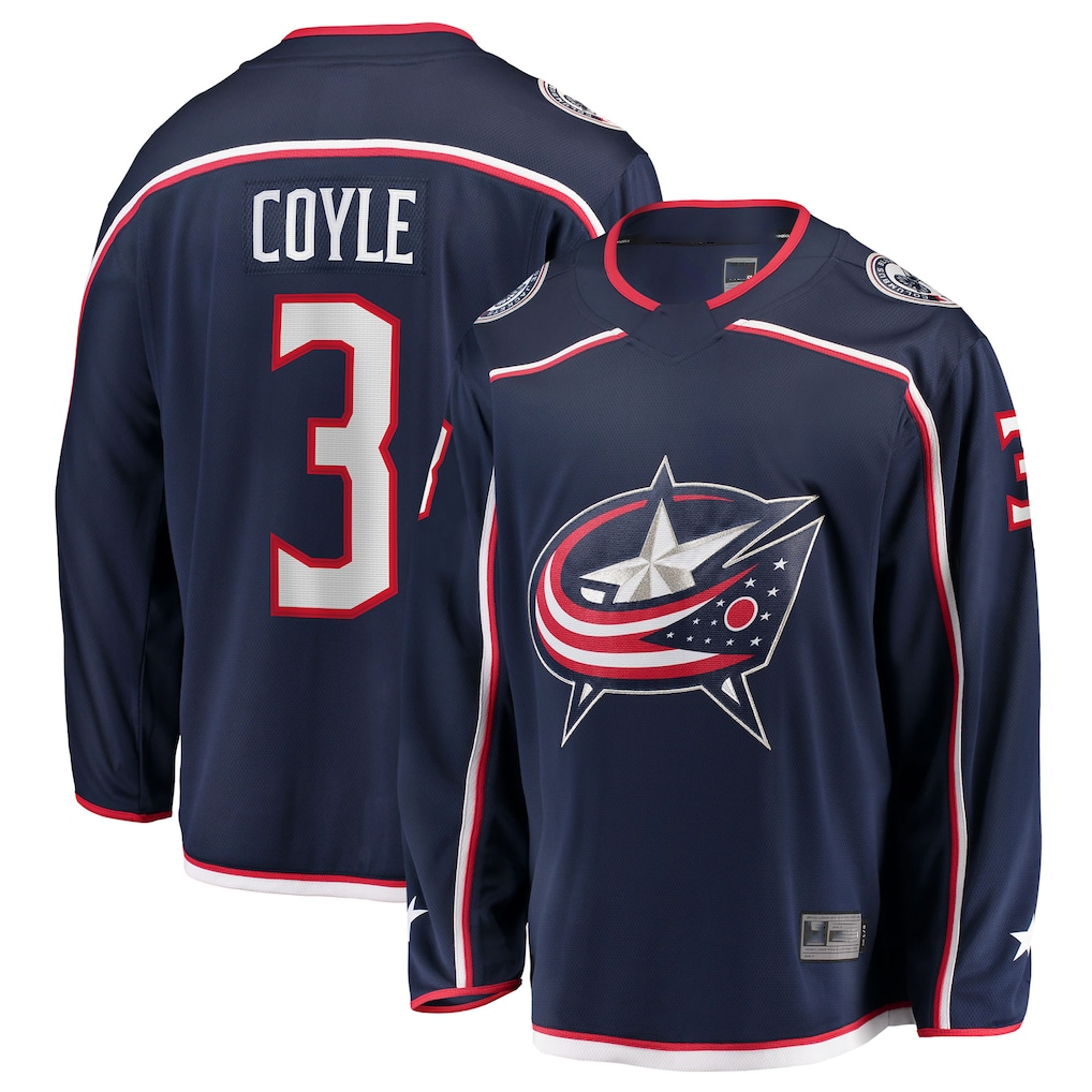 Trusc CB.Jackets #3 Charlie Coyle Navy Home Breakaway Jersey