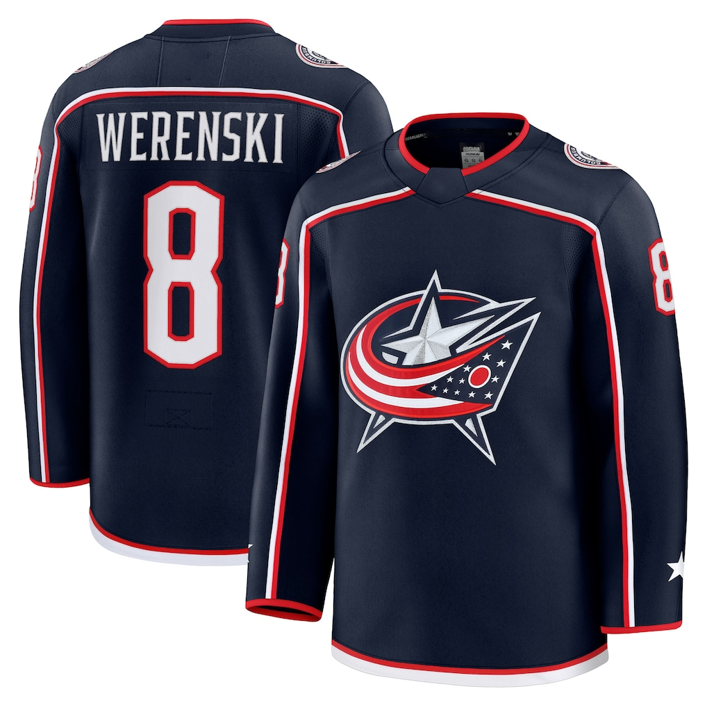 Trusc CB.Jackets #8 Zach Werenski Navy Home Premium Jersey