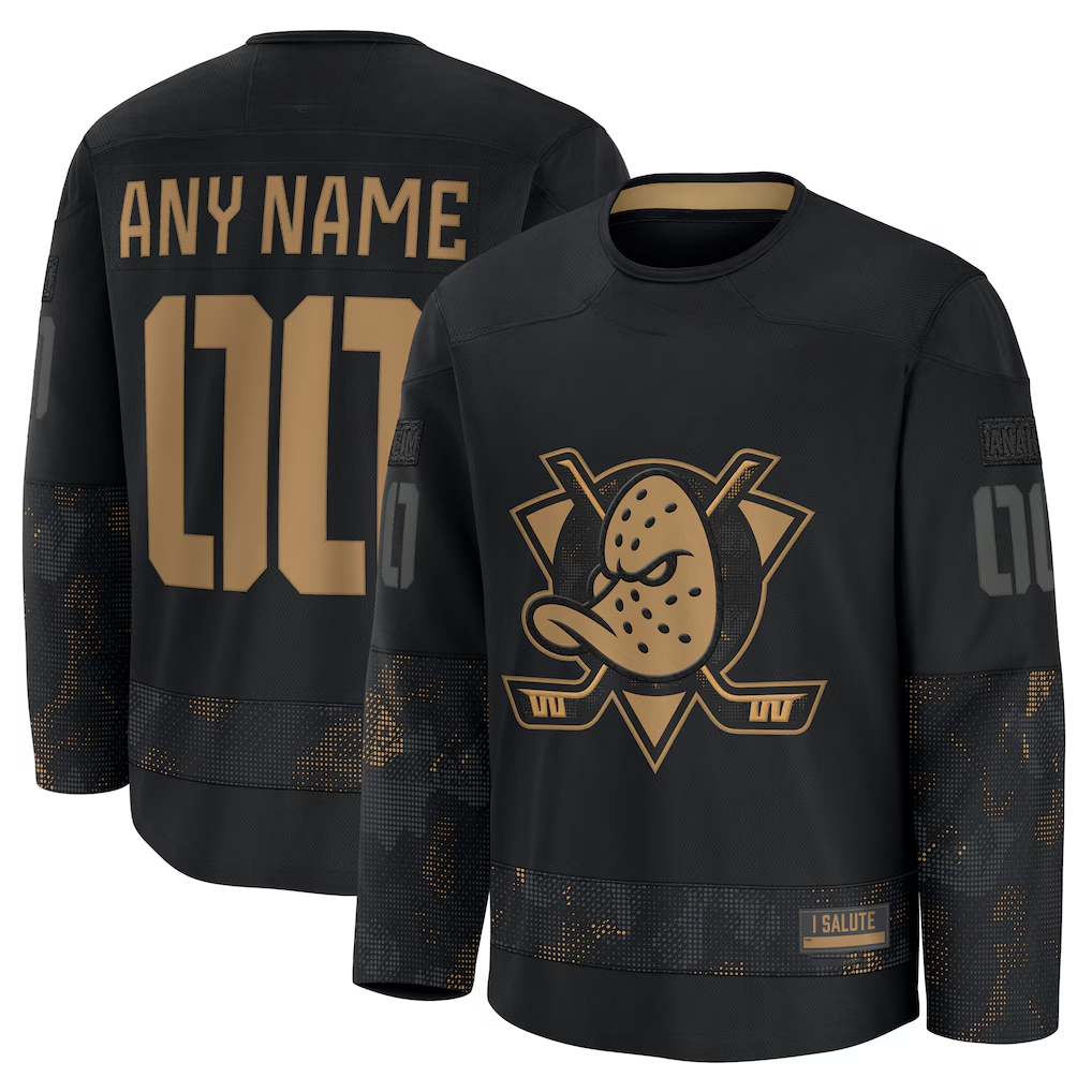 Trusc Custom A.Ducks Black 2024 Military Appreciation Practice Jerseys