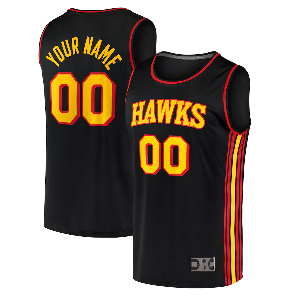 Trusc Custom A.Hawks Black Fast Break Replica Jerseys - Statement Edition