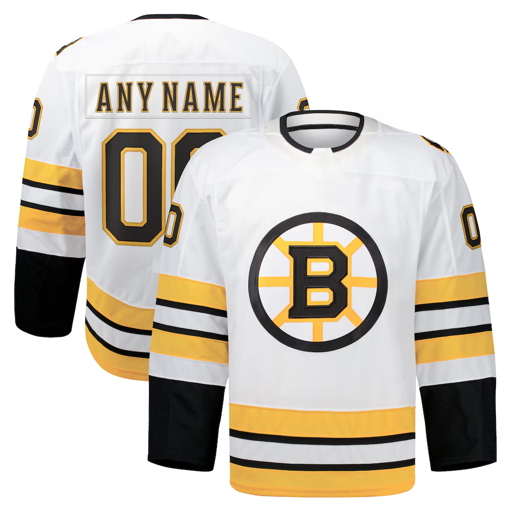 Trusc Custom B.Bruins White Away Authentic Pro Stitched Jerseys