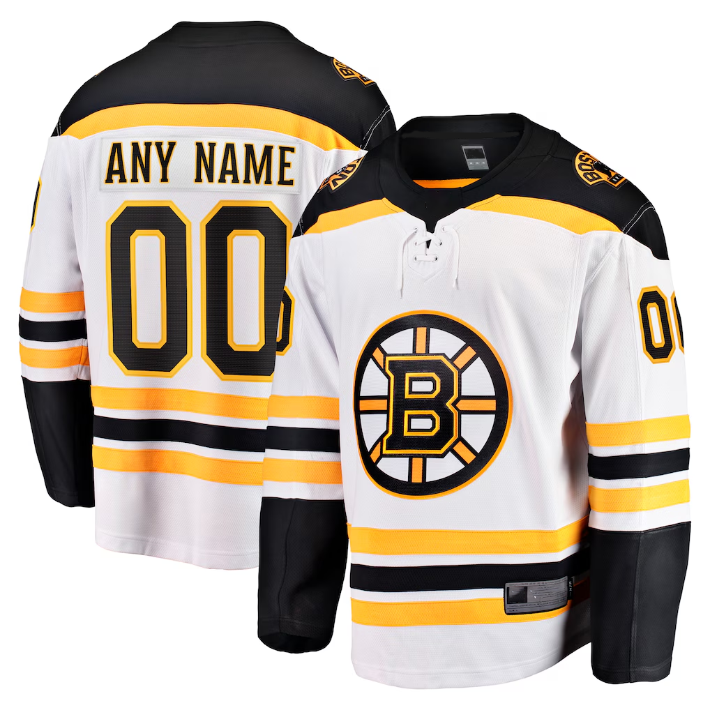 Trusc Custom B.Bruins White Away Breakaway Stitched Jerseys