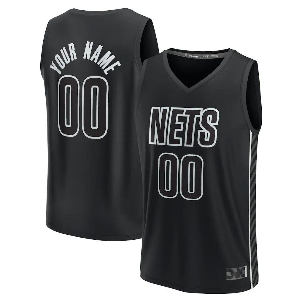 Trusc Custom B.Nets Fanatics Black Fast Break Stitched Jerseys- Statement Edition