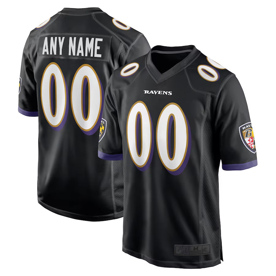Trusc Custom B.Ravens Black Home Game Stitched Jerseys