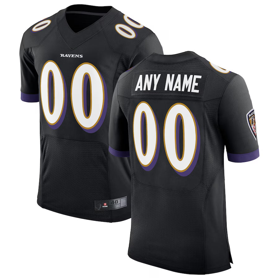 Trusc Custom B.Ravens Black Speed Machine Elite Stitched Jerseys