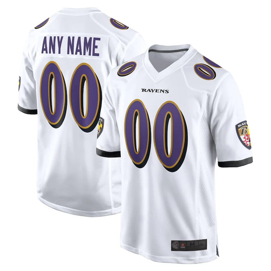 Trusc Custom B.Ravens White Home Game Stitched Jerseys
