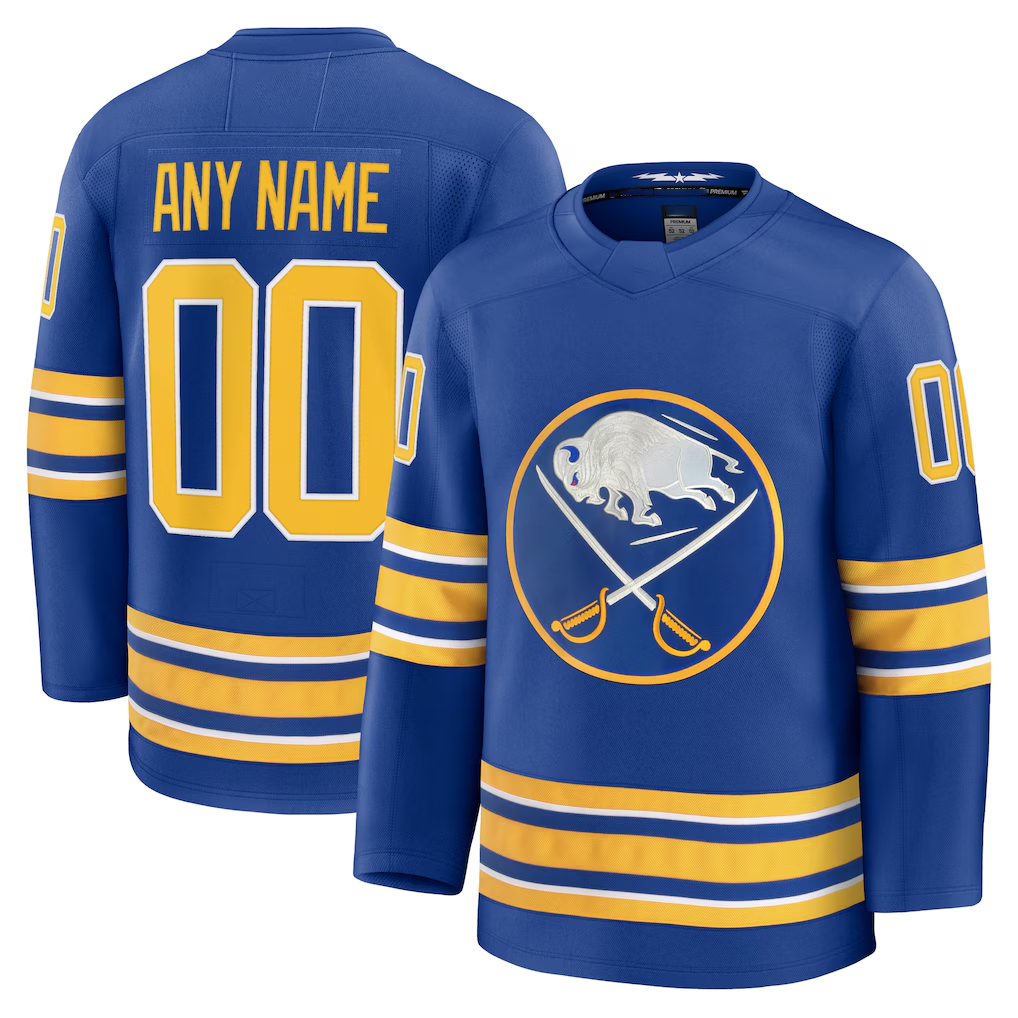 Trusc Custom B.Sabres Royal Home Premium Stitched Jerseys