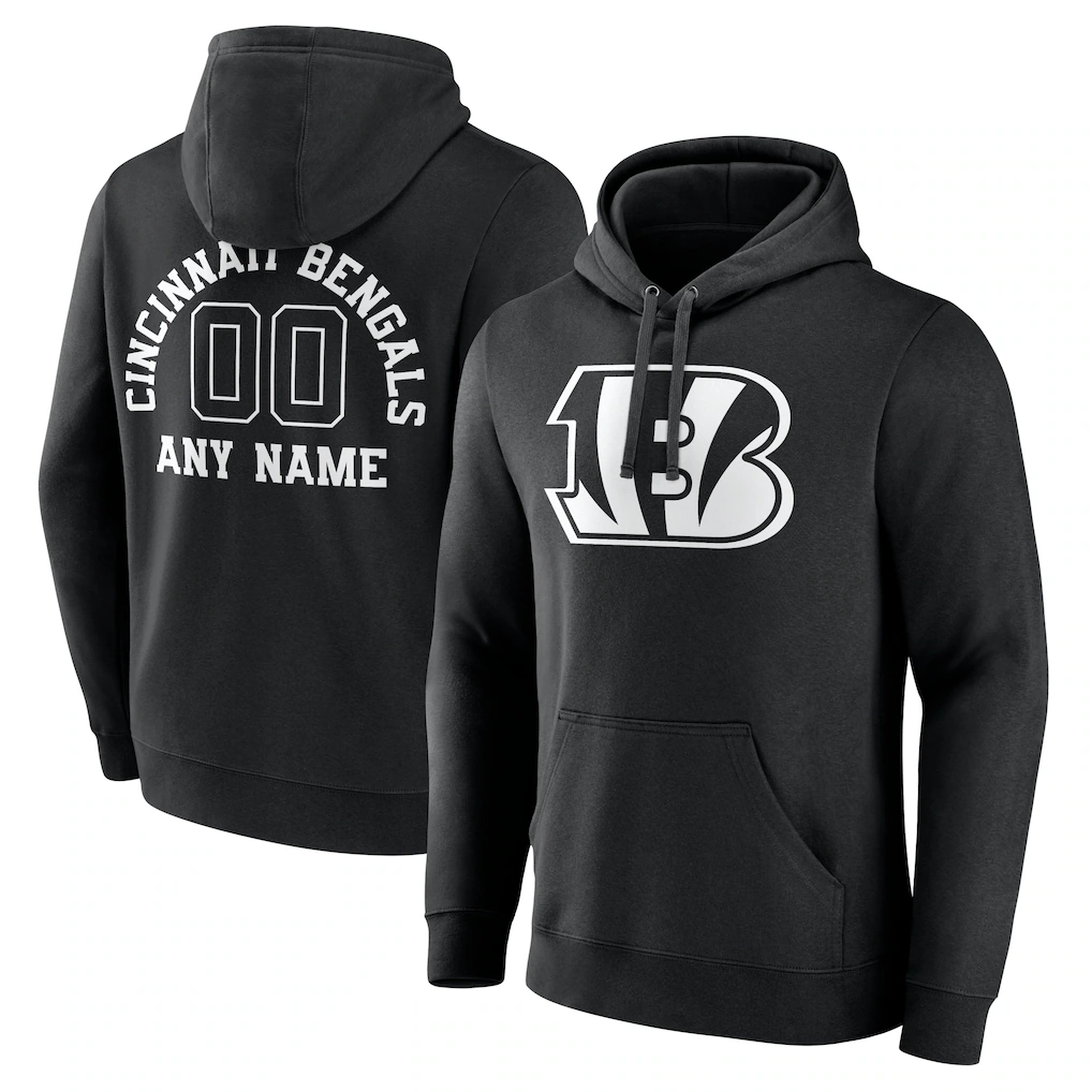 Trusc Custom C.Bengals Black Personalized Name & Number Pullover Hoodie Stitched Jerseys