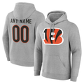 Trusc Custom C.Bengals Gray Team Authentic Personalized Name & Number Hoodie Stitched Jerseys