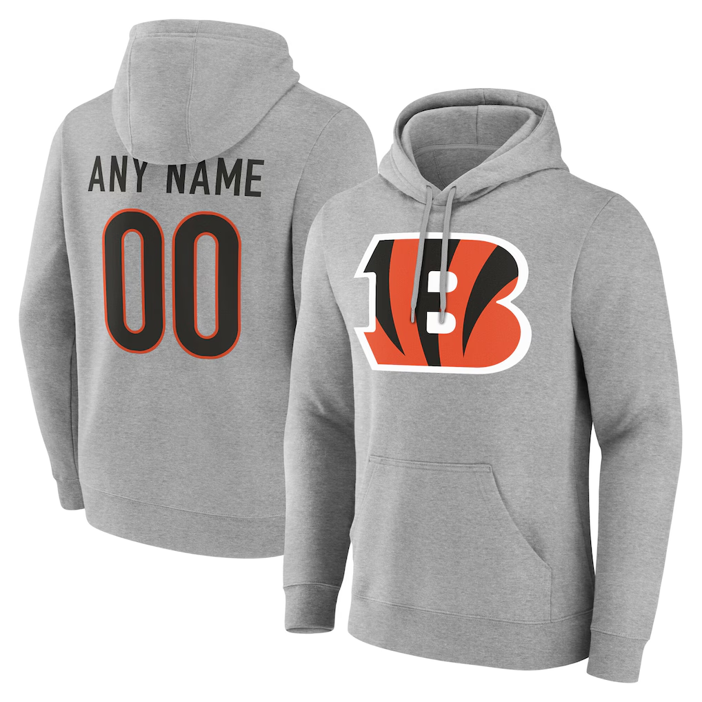 Trusc Custom C.Bengals Gray Team Authentic Personalized Name & Number Hoodie Stitched Jerseys