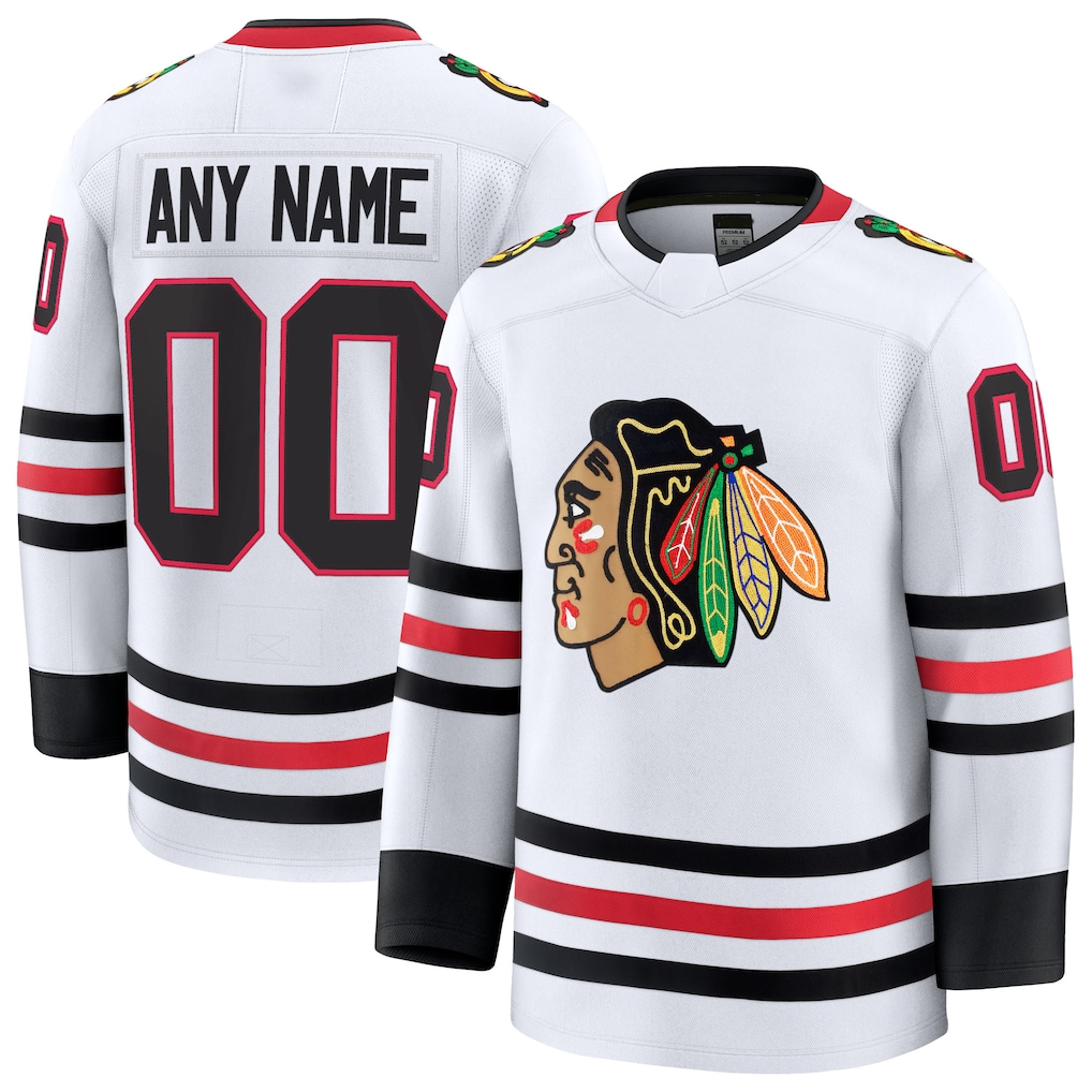 Trusc Custom C.Blackhawks White Away Premium Jerseys