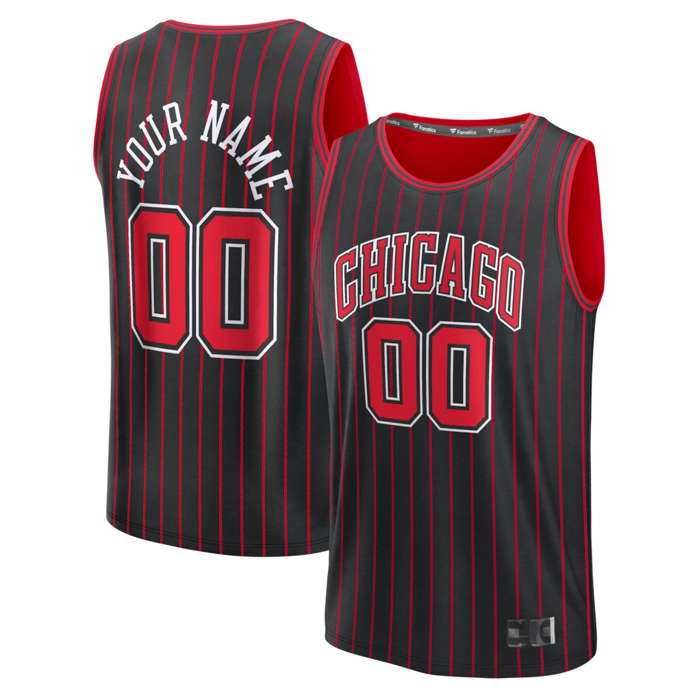 Trusc Custom Chicago BullsC.Bulls Black Fast Break Jerseys - Icon Edition