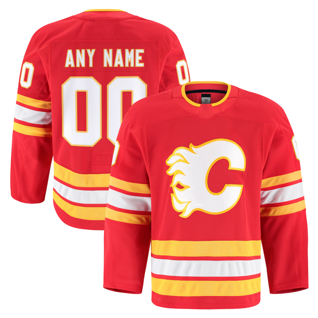 Trusc Custom C.Flames Red Home Authentic Pro Jerseys